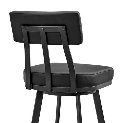Jinab Swivel Counter or Bar Stool in Faux Leather and Metal