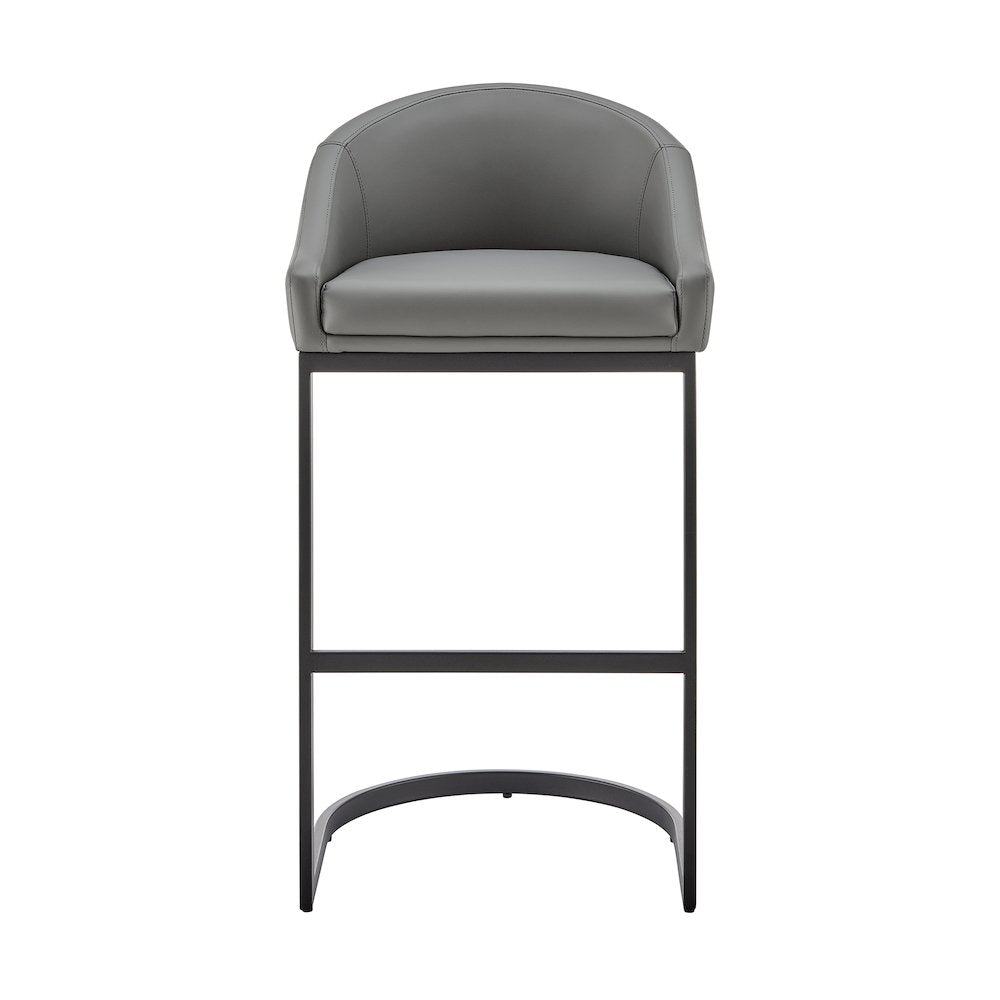 Atherik Bar or Counter Stool in Faux Leather and Metal