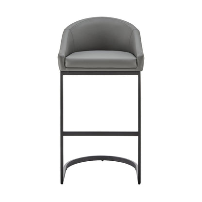 Atherik Bar or Counter Stool in Faux Leather and Metal