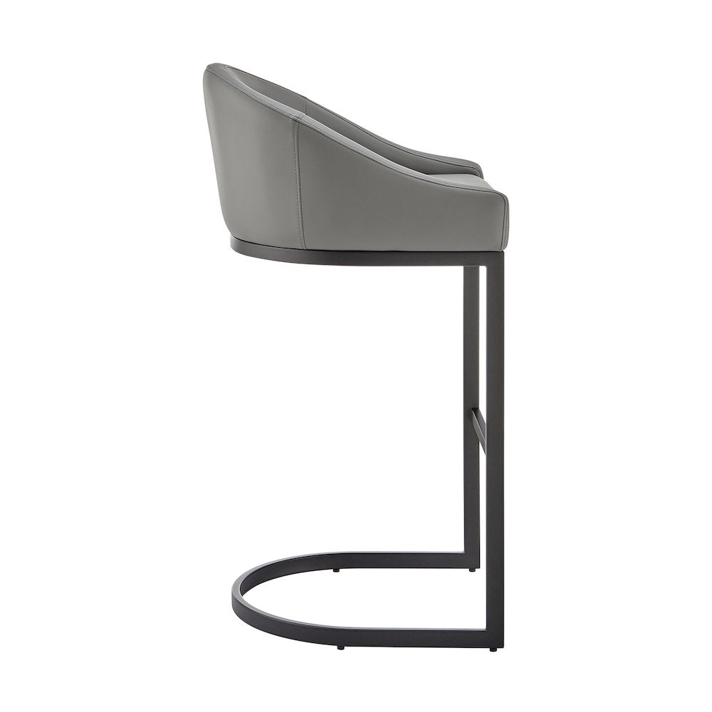Atherik Bar or Counter Stool in Faux Leather and Metal