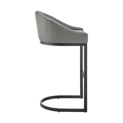 Atherik Bar or Counter Stool in Faux Leather and Metal