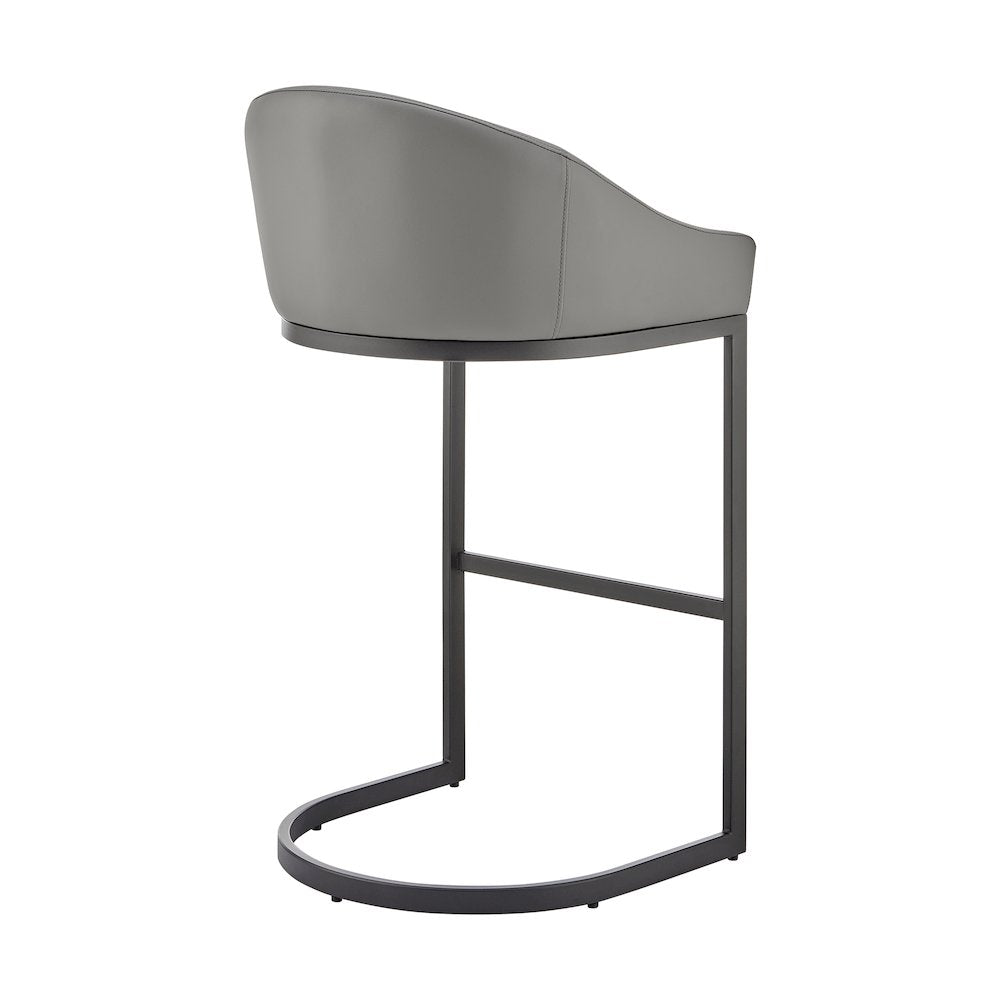 Atherik Bar or Counter Stool in Faux Leather and Metal