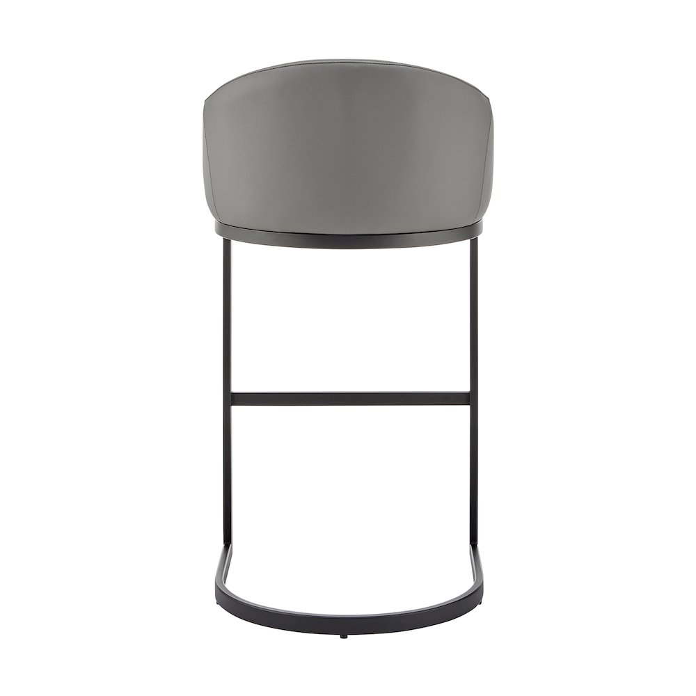 Atherik Bar or Counter Stool in Faux Leather and Metal