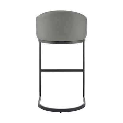 Atherik Bar or Counter Stool in Faux Leather and Metal