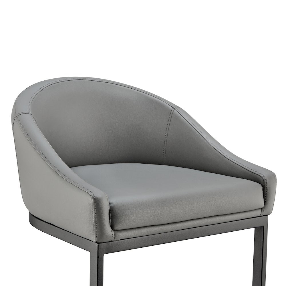 Atherik Bar or Counter Stool in Faux Leather and Metal