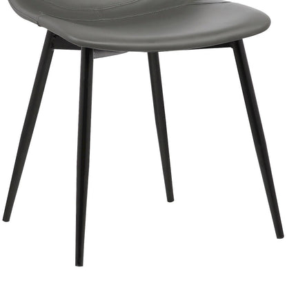 Monte Dining Chair in Gray Faux Leather with Black Metal Legs Set Of 2