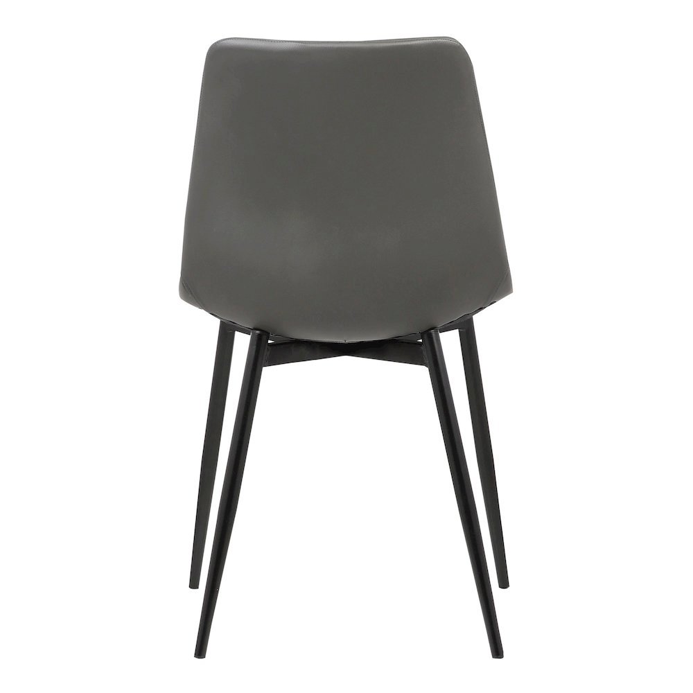 Monte Dining Chair in Gray Faux Leather with Black Metal Legs Set Of 2