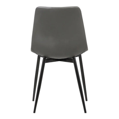 Monte Dining Chair in Gray Faux Leather with Black Metal Legs Set Of 2