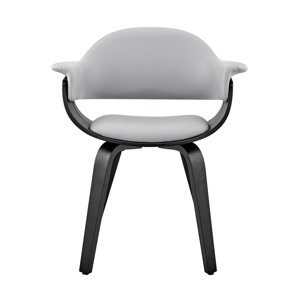 Gray Faux Leather Dining Chair with Black Wood and Metal Frame
