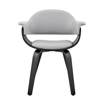 Gray Faux Leather Dining Chair with Black Wood and Metal Frame