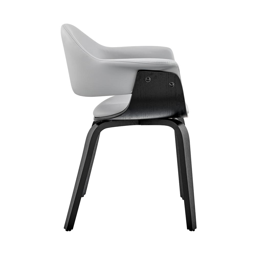 Gray Faux Leather Dining Chair with Black Wood and Metal Frame