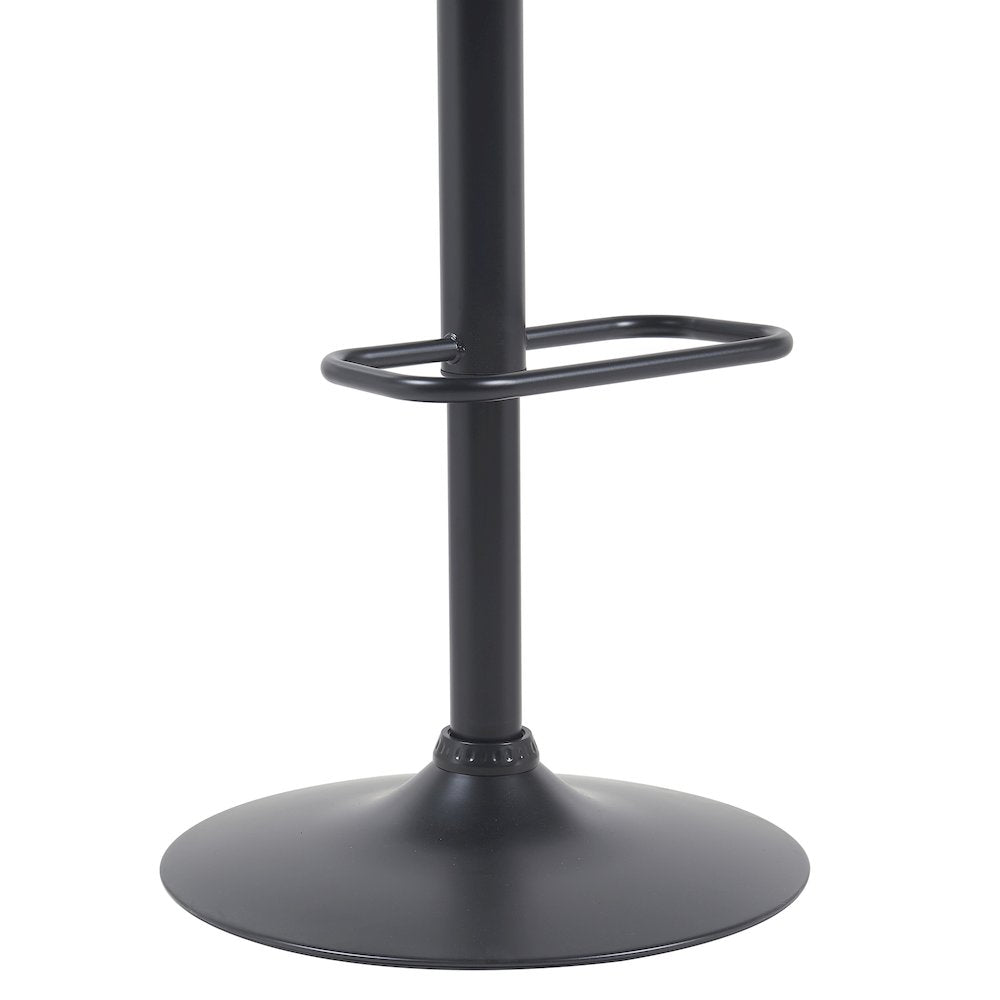 Adjustable Swivel Barstool in Black Metal Finish with Blue Upholstered Seat