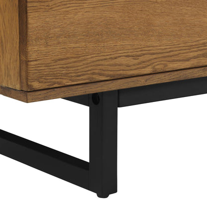 Aldo 4 Drawer Dresser in Brown Oak Wood with Black Metal Legs