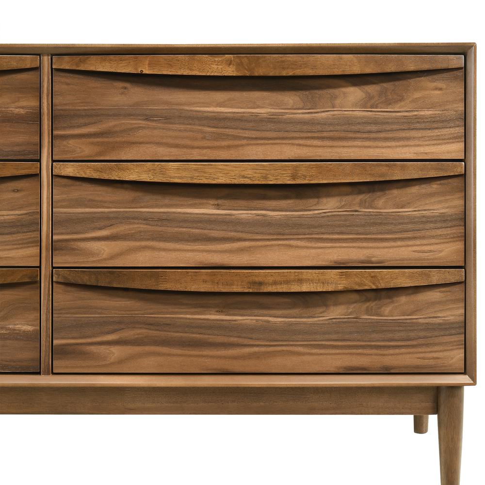 Artemio 6 Drawer Wood Dresser in Walnut Finish