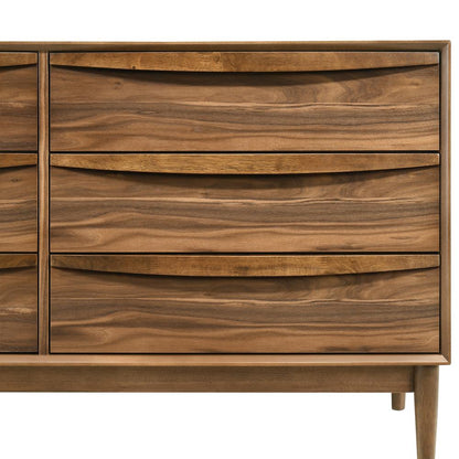 Artemio 6 Drawer Wood Dresser in Walnut Finish