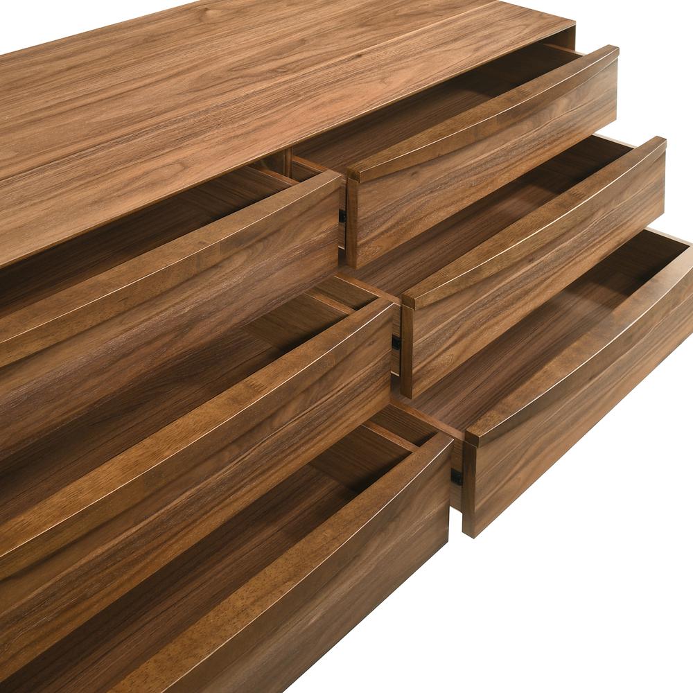 Artemio 6 Drawer Wood Dresser in Walnut Finish