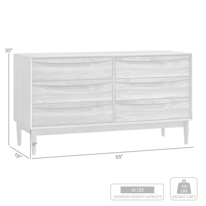 Artemio 6 Drawer Wood Dresser in Walnut Finish