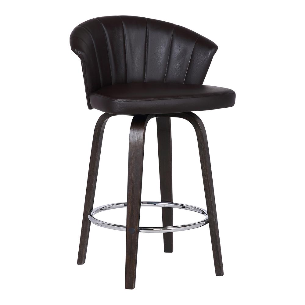 Back 30" Swivel Brown Faux Leather Bar Stool