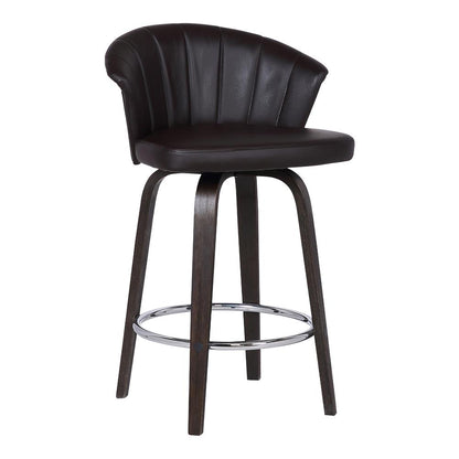 Back 30" Swivel Brown Faux Leather Bar Stool