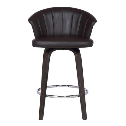 Back 30" Swivel Brown Faux Leather Bar Stool