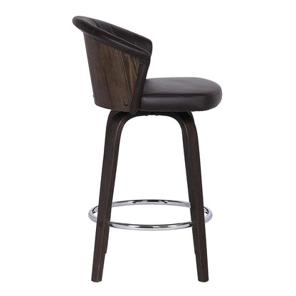 Back 30" Swivel Brown Faux Leather Bar Stool