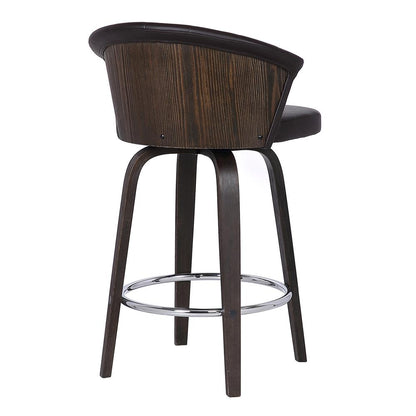 Back 30" Swivel Brown Faux Leather Bar Stool