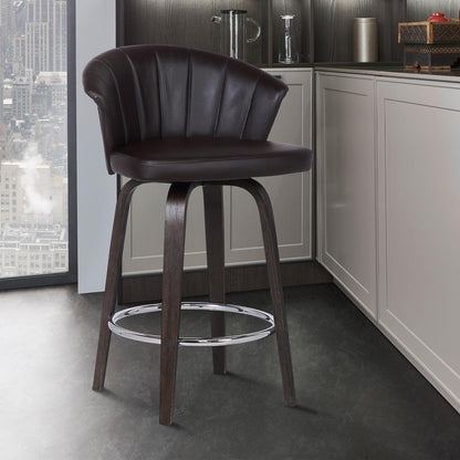Back 30" Swivel Brown Faux Leather Bar Stool