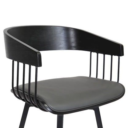 Athena Upholstered Wood Swivel Bar or Counter Stool with Black Metal