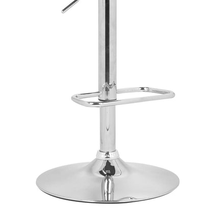 Swivel Bar Stool with Chrome Base, Cream Faux Leather, and Walnut Back