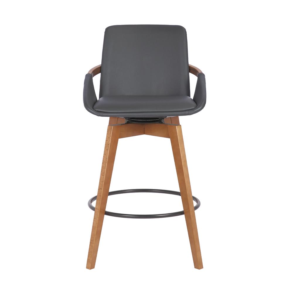 Swivel Counter Stool in Walnut Wood and Faux Leather for Kitchen Use