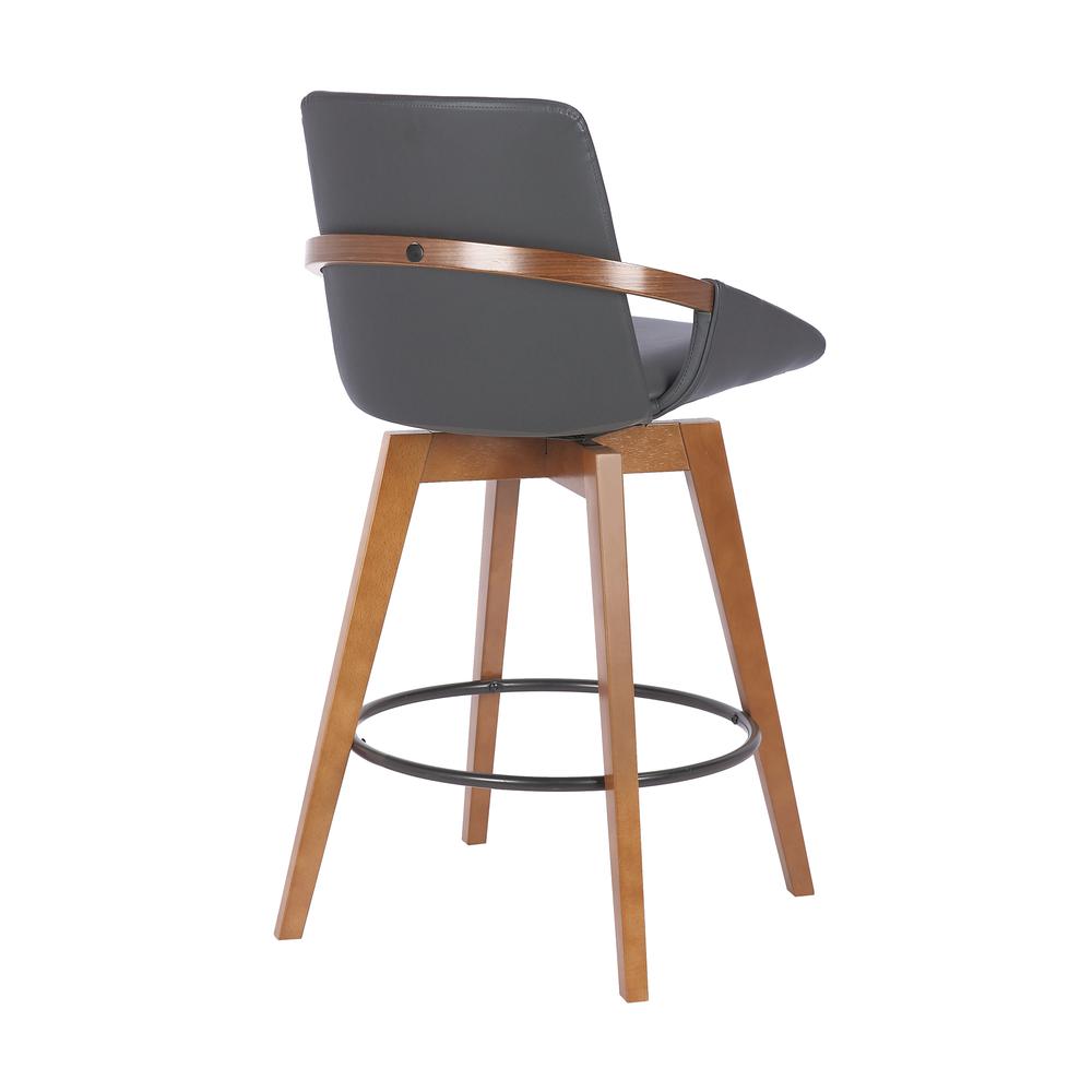 Swivel Counter Stool in Walnut Wood and Faux Leather for Kitchen Use