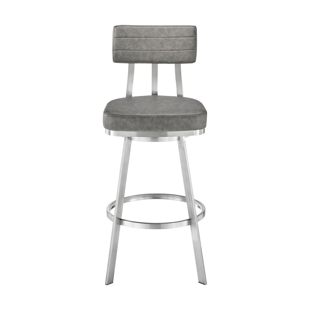 Benjamin Swivel Counter or Bar Stool in Faux Leather and Metal