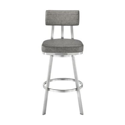 Benjamin Swivel Counter or Bar Stool in Faux Leather and Metal