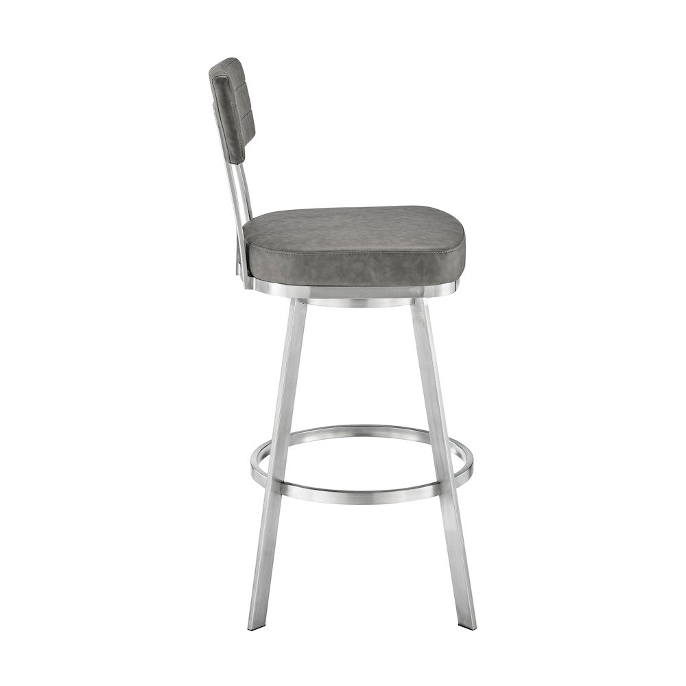 Benjamin Swivel Counter or Bar Stool in Faux Leather and Metal