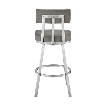 Benjamin Swivel Counter or Bar Stool in Faux Leather and Metal