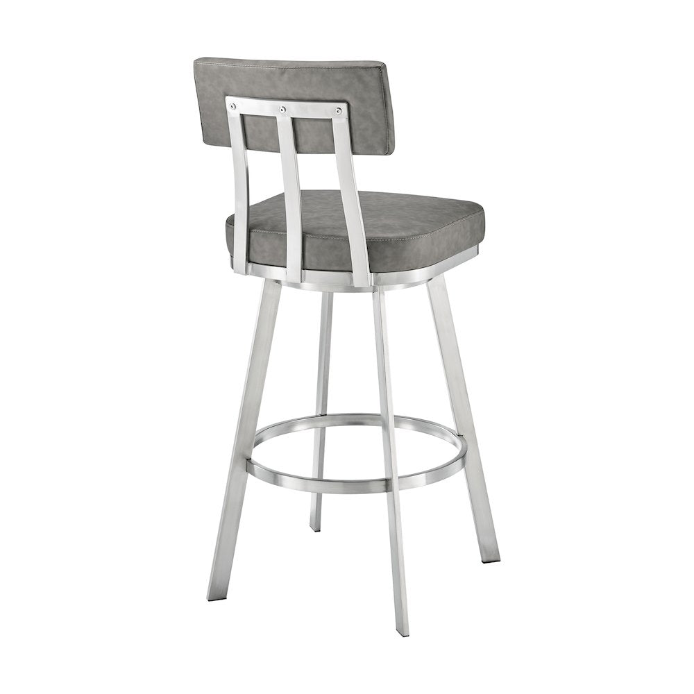 Benjamin Swivel Counter or Bar Stool in Faux Leather and Metal