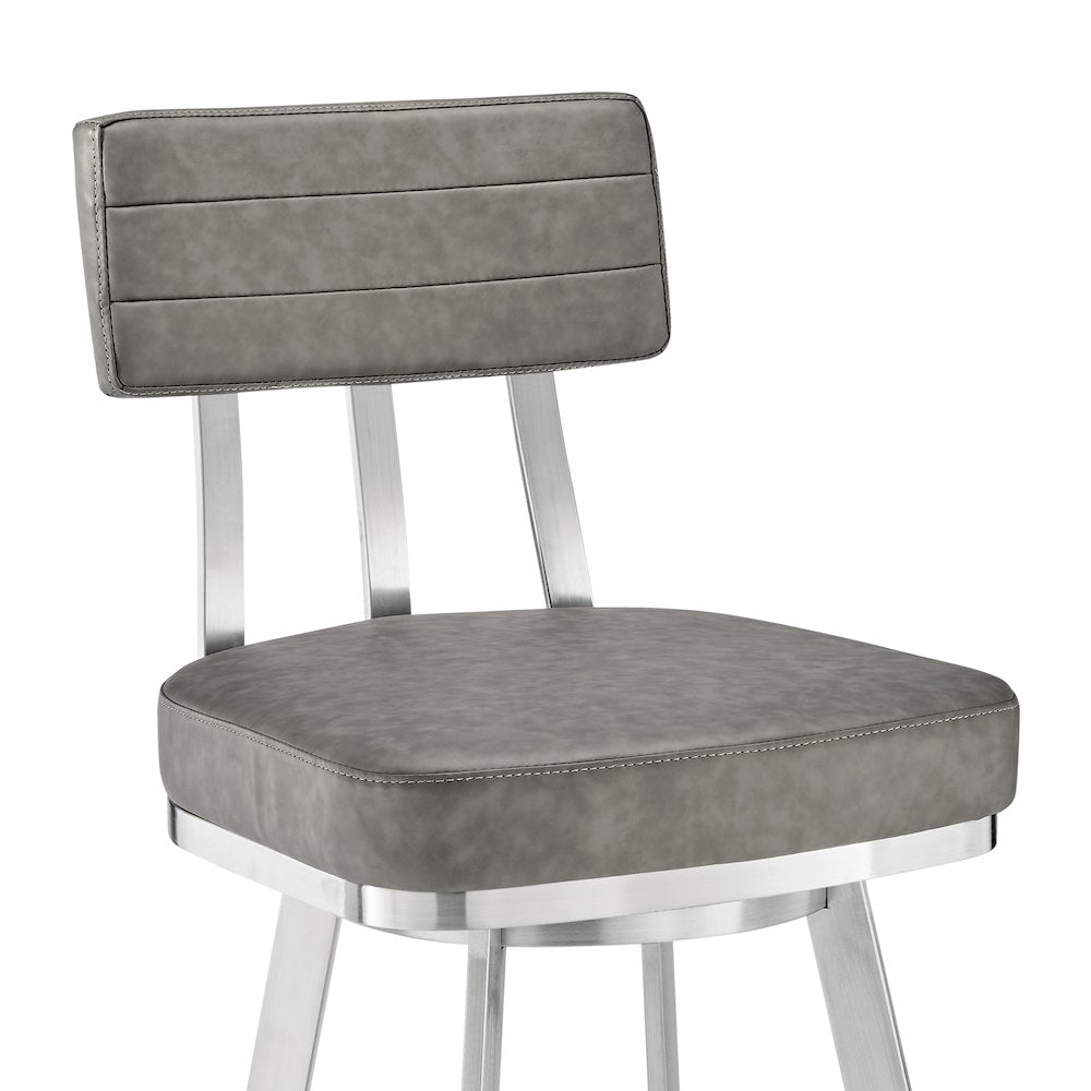 Benjamin Swivel Counter or Bar Stool in Faux Leather and Metal
