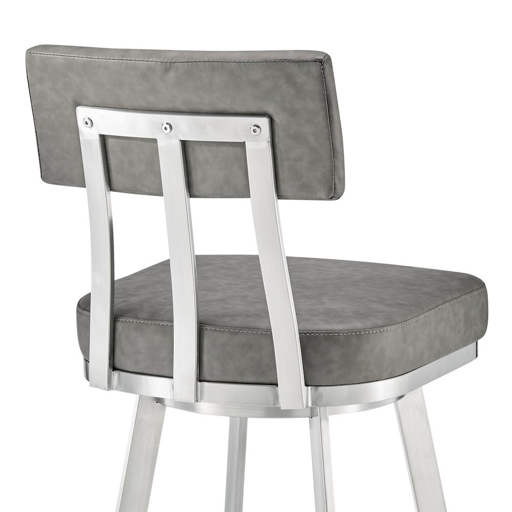 Benjamin Swivel Counter or Bar Stool in Faux Leather and Metal
