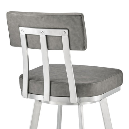Benjamin Swivel Counter or Bar Stool in Faux Leather and Metal