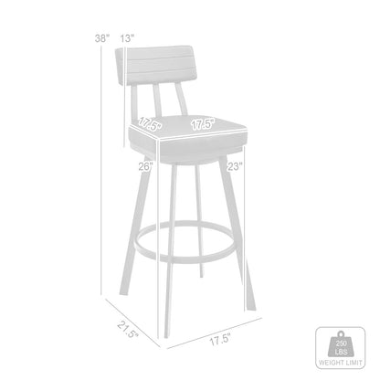 Benjamin Swivel Counter or Bar Stool in Faux Leather and Metal