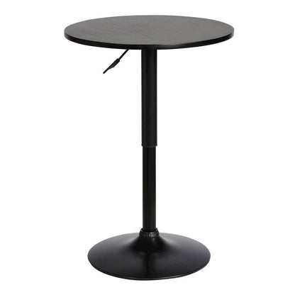 Adjustable Black Pub Table with Brushed Wood Top and Metal Base