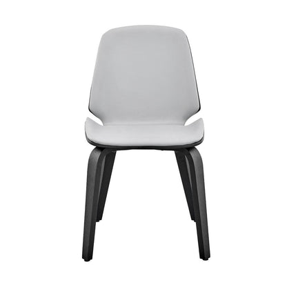 Gray Faux Leather Dining Chair with Black Wood Frame and Steel Base