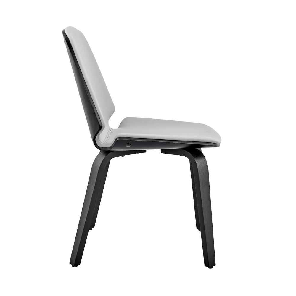 Gray Faux Leather Dining Chair with Black Wood Frame and Steel Base