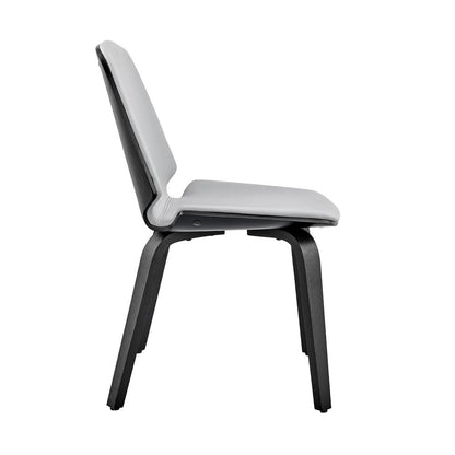 Gray Faux Leather Dining Chair with Black Wood Frame and Steel Base