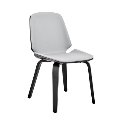 Gray Faux Leather Dining Chair with Black Wood Frame and Steel Base
