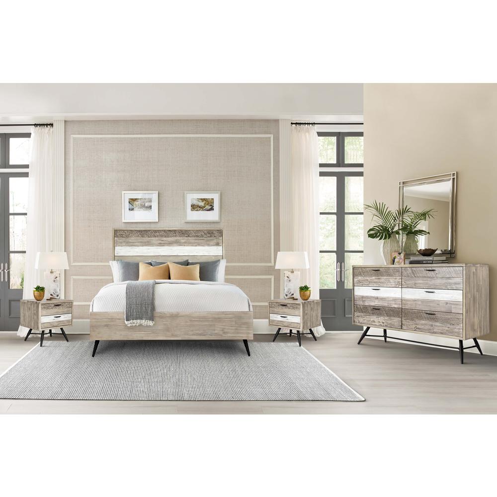 Bridges Queen Platform Bed in Two Tone Acacia Wood