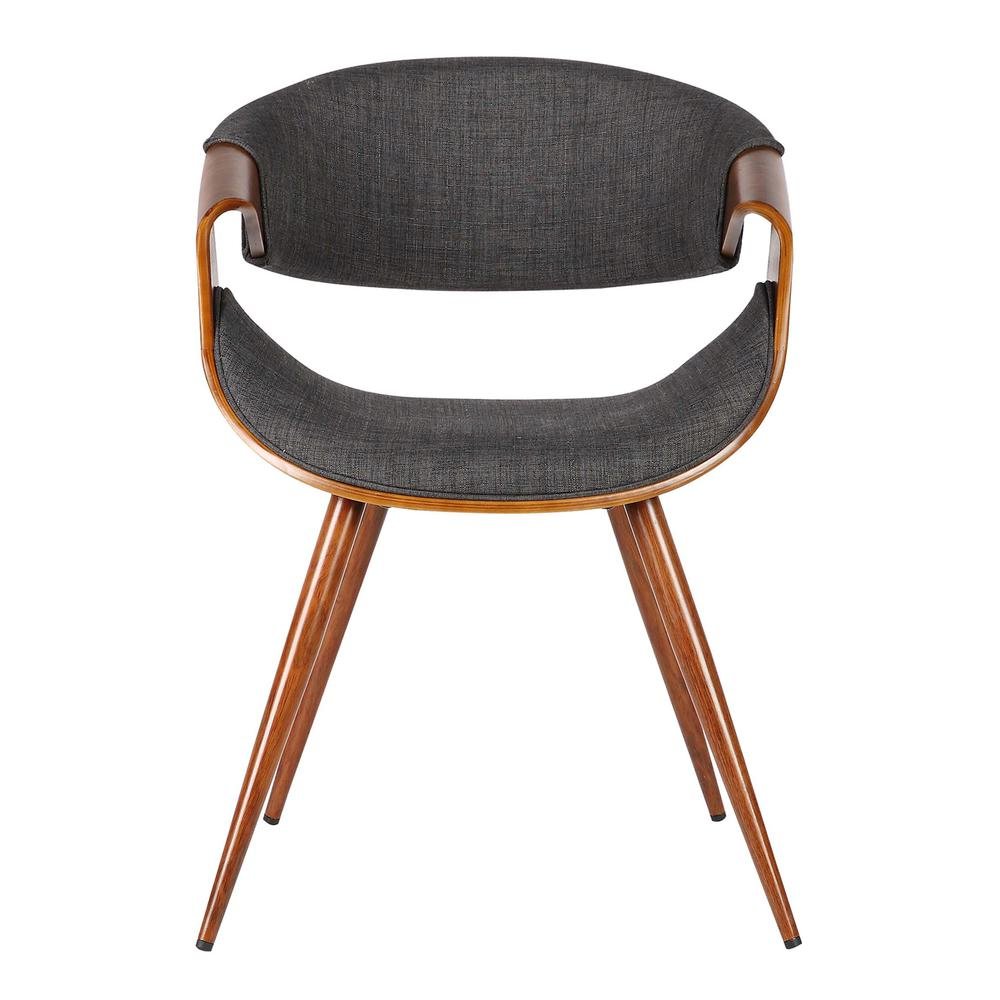 Mid-Century Modern Dining Chair in Walnut Wood and Charcoal Fabric
