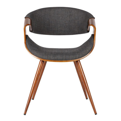 Mid-Century Modern Dining Chair in Walnut Wood and Charcoal Fabric