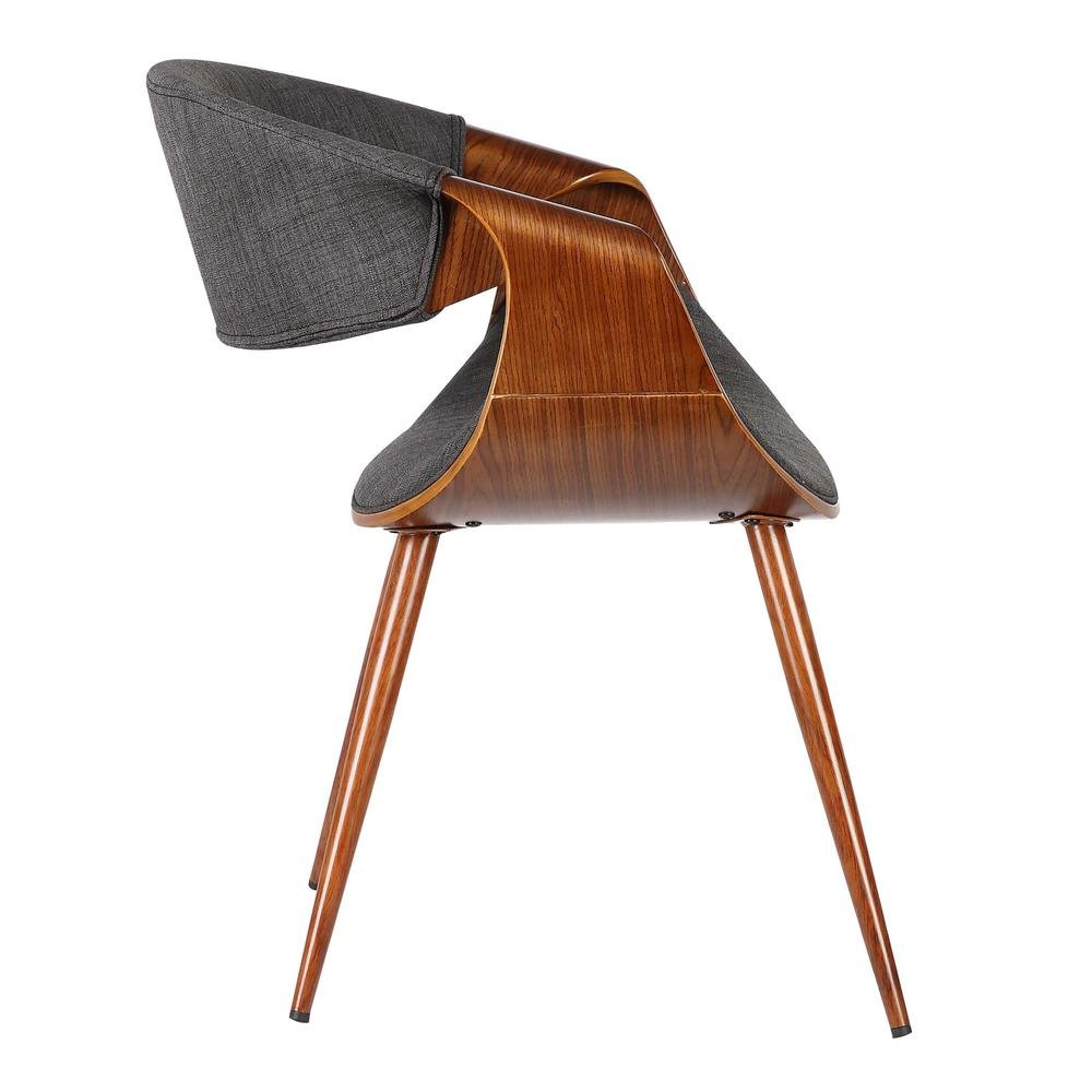 Mid-Century Modern Dining Chair in Walnut Wood and Charcoal Fabric