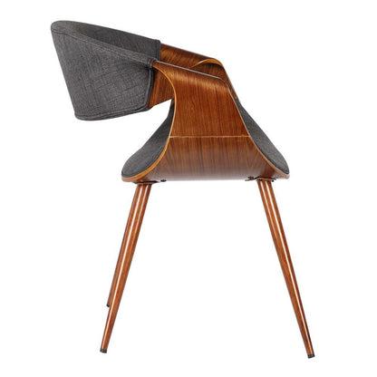 Mid-Century Modern Dining Chair in Walnut Wood and Charcoal Fabric